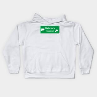 Waterbury, Connecticut Highway Exit Sign Kids Hoodie